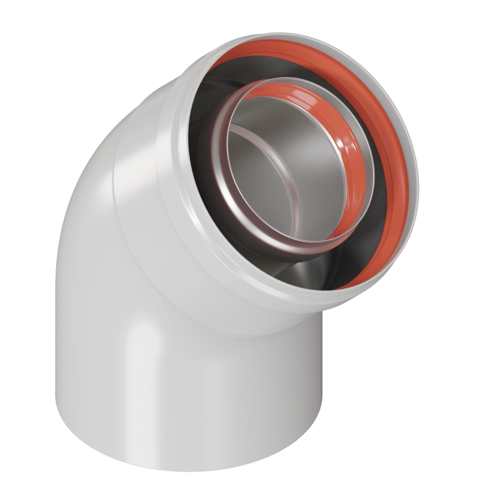 Отвод промежуточный раструбн.45 гр 60/100 (наружный диаметр D100 мама/папа) | Vistarshop.by