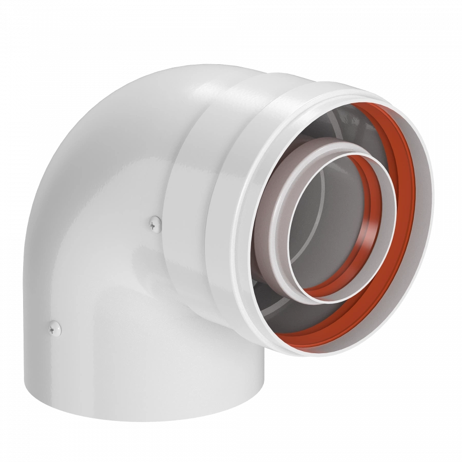 Отвод промежуточный угол 90 гр. 60/100 (наружный D100 мама/папа) однонаправленный | Vistarshop.by